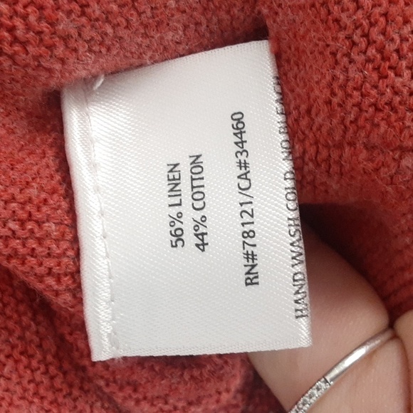 Eileen Fisher Linen Blend Waterfall Cascading Rust Colored Cardigan - Picture 8 of 8